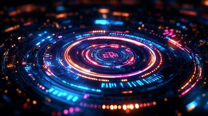 Fototapeta premium Abstract glowing futuristic technology interface.