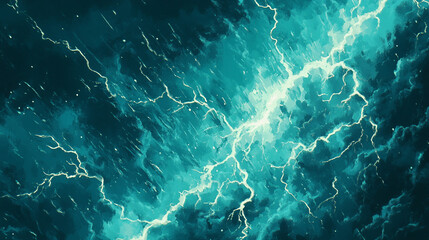 Fototapeta premium Mystic thunderstorm illuminates the night sky with vibrant blue lightning