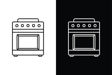 Microwave oven line art icon on White Background Vector Art Illustration on white background.	