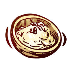 Delicious creamy dessert served in a wooden bowl with a rustic charm