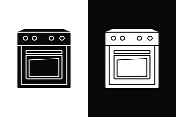 Microwave oven line art icon on White Background Vector Art Illustration on white background.	
