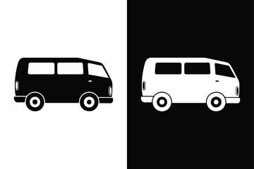 Van icon or Modern minibus icon on White Background Vector Art Illustration on white background.