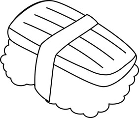 Japanese food sushi outline.  Asian food outline. Sushi  hand drawn outline sketch.  Japanese food outline.