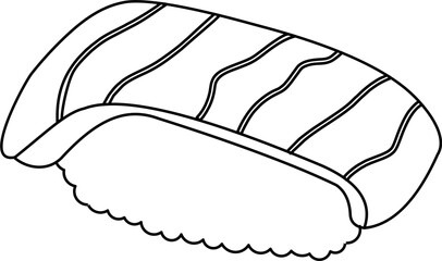 Japanese food sushi outline.  Asian food outline. Sushi  hand drawn outline sketch.  Japanese food outline.