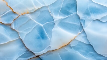 Macro shot of icy blue marble with intricate patterns