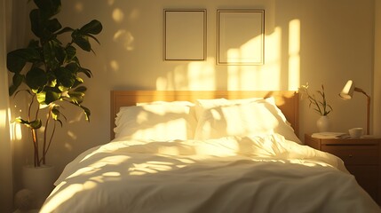 Luxurious Bedroom and Bathroom Interiors with Stylish Decor Elements, Modern Cityscape Views, and Elegant Design Accents