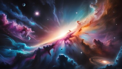 Colorful space galaxy cloud nebula. Stary night cosmos. Universe science astronomy. Supernova background wallpaper
