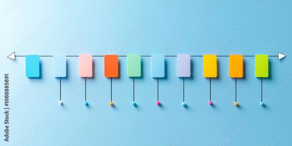 Poster new year plan 2025 and resolutions concept. a colorful arrangement of rectangular shapes hangs from 