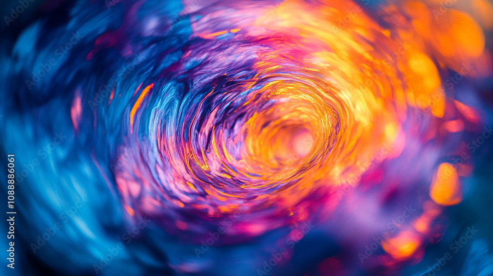 Poster vivid swirl of colors creating a hypnotic vortex in a mystical realm of light and motion