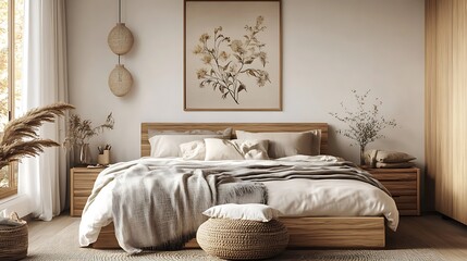 Luxurious Bedroom and Bathroom Interiors with Stylish Decor Elements, Modern Cityscape Views, and Elegant Design Accents