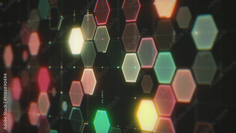 Poster hexagons data technology background/ animation of an abstract technology background with glowing hud