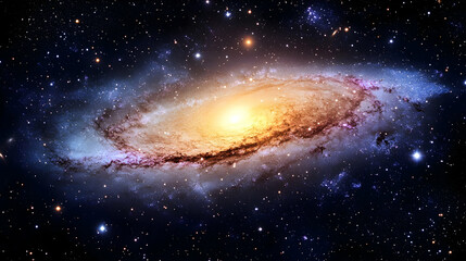 Obraz premium A Breathtaking Spiral Galaxy Shimmering with Stars and Dust in the Vastness of Space, a Cosmic Tapestry of Color and Light