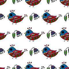 Seamless pattern. Folk ornament. Pattern in hand drawn style