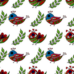 Fototapeta premium Seamless pattern. Folk ornament. Pattern in hand drawn style