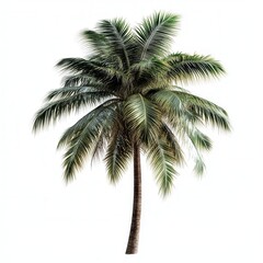 Lush Green Coconut Palm Tree Isolated on White Background Perfect for Tropical Designs and Vacation Themes