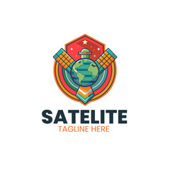 Fototapeta premium satellite-tech-logo-