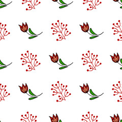 Seamless pattern. Folk ornament. Pattern in hand drawn style
