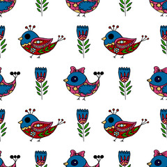 Seamless pattern. Folk ornament. Pattern in hand drawn style