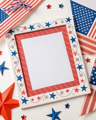 Obraz premium Patriotic Frame with Stars and Stripes Decor 