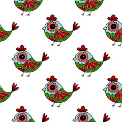 Obraz premium Seamless pattern. Folk ornament. Pattern in hand drawn style