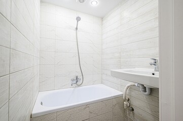interior apartment room bathroom, sink, decorative elements, toilet. WC, sanitary unit, wash room