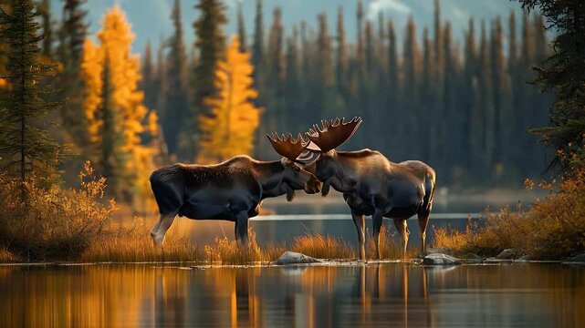 moose in the lake