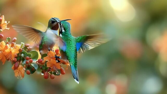 a pair of hummingbird in the nature