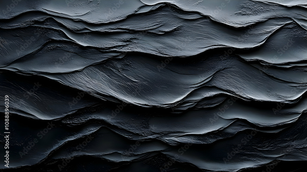 Poster abstract 3d black wavy texture background with layered shapes and shadows