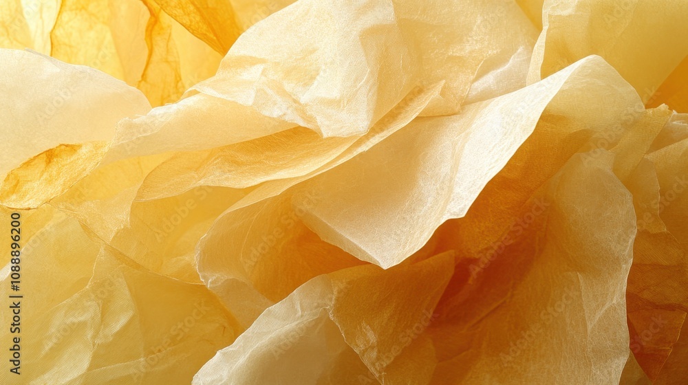 Poster layers of tissue in a clean arrangement, emphasizing their delicate structure and folds.