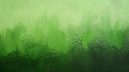 Abstract Green Acrylic Painting on Canvas with Brushstrokes