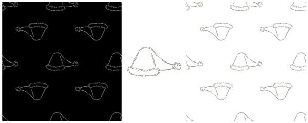 New Year. Set Monochrome pattern in hand draw style