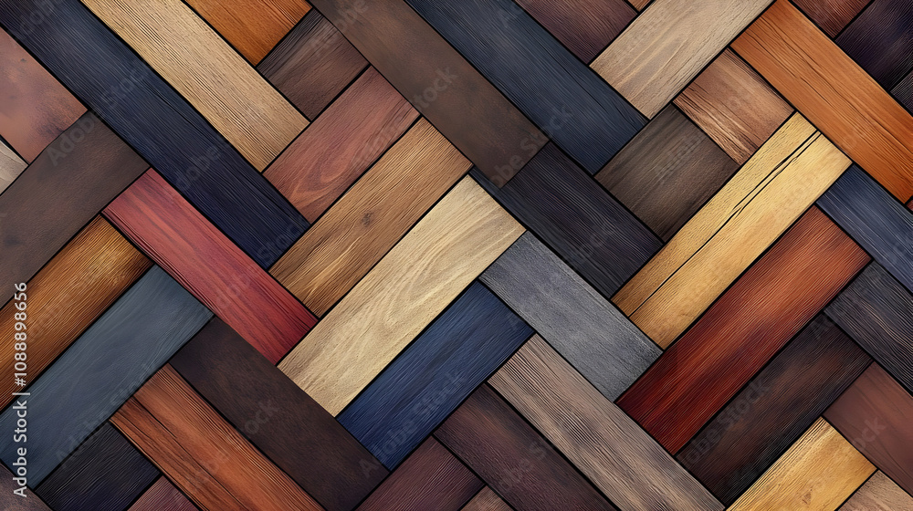 Poster abstract wooden plank background with interlocking chevron pattern
