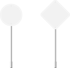 Obraz premium Road traffic signs set. Direction arrow, information board. Attention traffic signs mockup. Blank board with place for text. Isolated Vector illustration.
