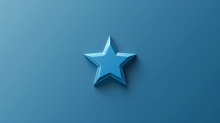 A 3D blue star against a blue background.