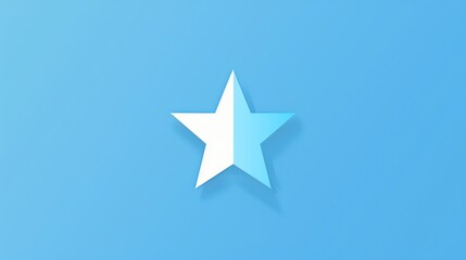 Fototapeta premium A single white star with a blue gradient on a blue background.
