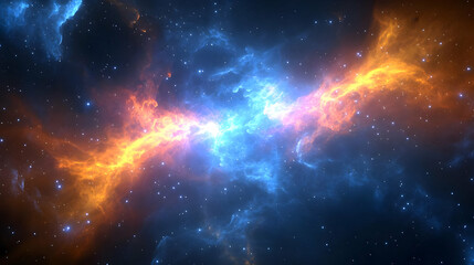 Fototapeta premium Cosmic Nebulae Collide in a Spectacular Display of Celestial Fire and Ice in a Starry Night Sky