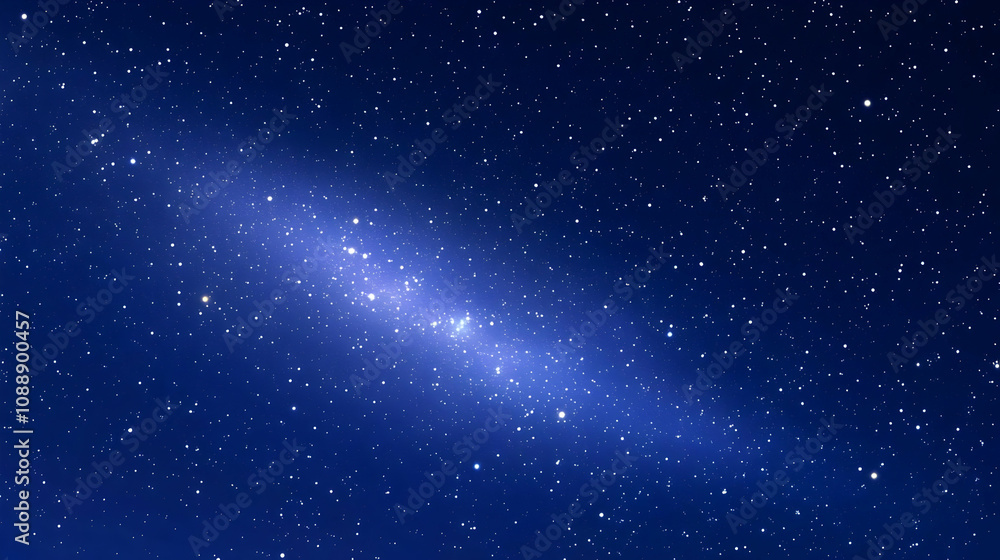Wall mural digital illustration of a starry night sky with a milky way galaxy band across the background