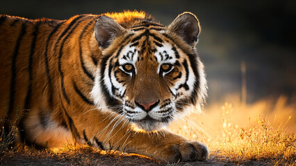 Tiger portrait in natural habitat.