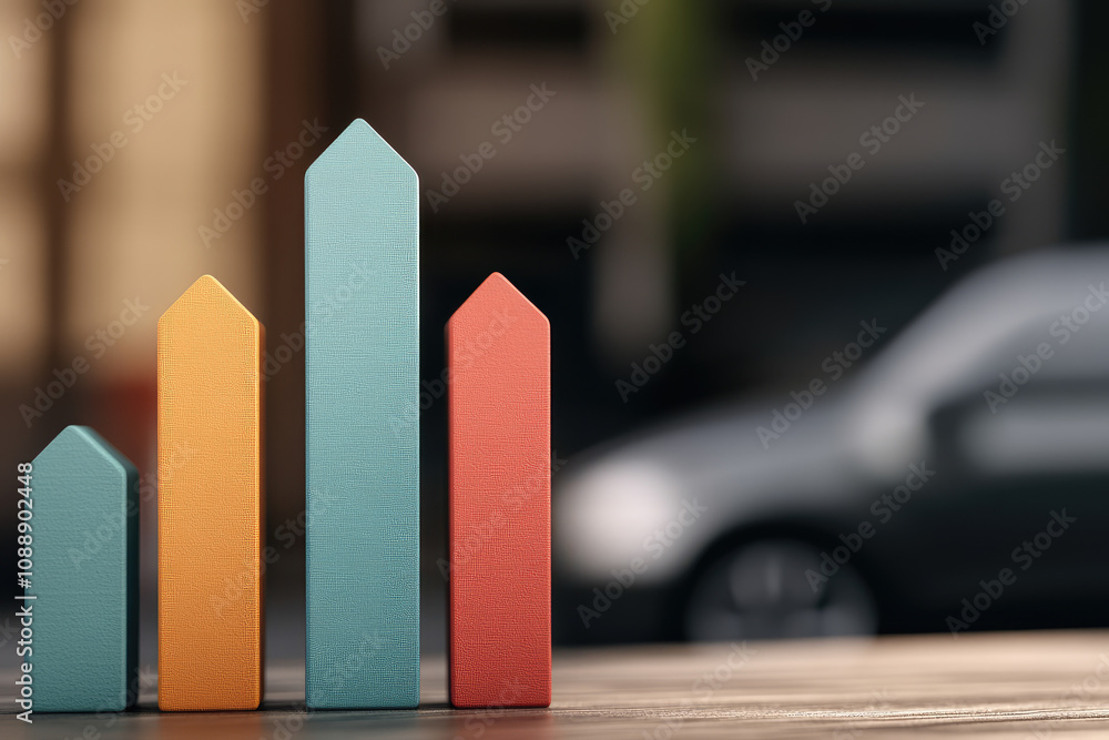 Poster business growth metrics urban setting digital visualization modern environment close-up view data in