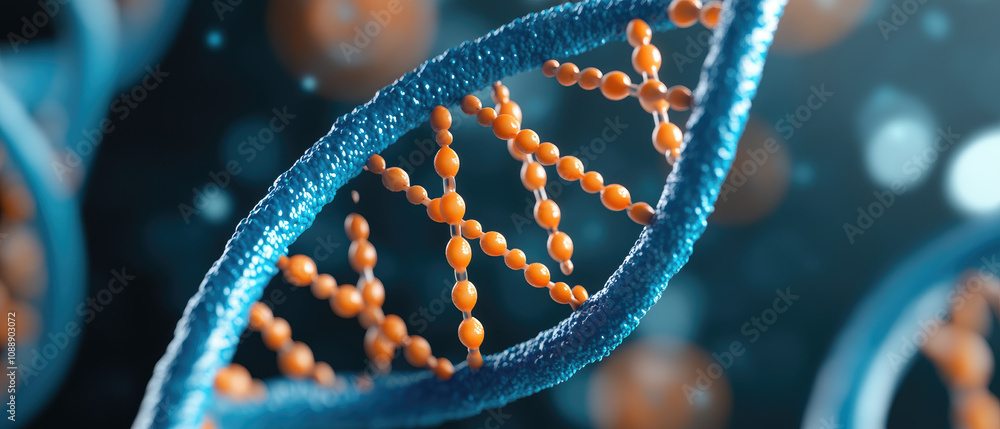 Aufkleber exploring dna structure scientific research lab 3d visualization molecular environment close-up view