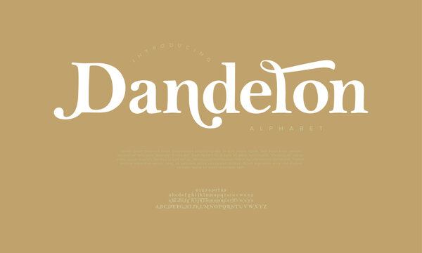 Dandelon typography beauty fashion elegant minimalist serif italic fonts decorative wedding vintage retro logos. Minimal luxury font alphabet logo. Vector illustration