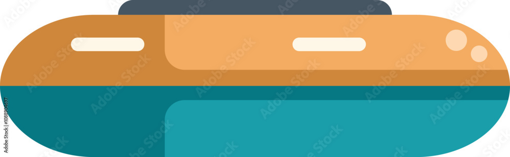 Poster inflatable motor raft floating on water side view icon in flat style isolated on white background