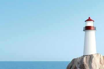 Fototapeta premium Coastal lighthouse scene ocean view photography tranquil environment serene concept for nature lovers