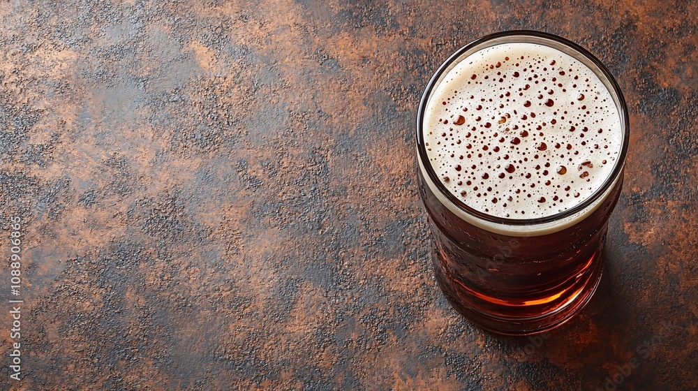 Aufkleber 45-degree topview isolated on background a beer pint glass with foam bubbling over the rim as golden