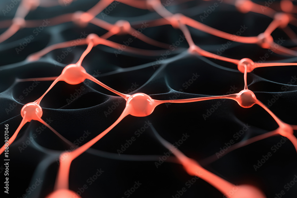 Poster molecular network structure visualization abstract background scientific illustration digital art cl