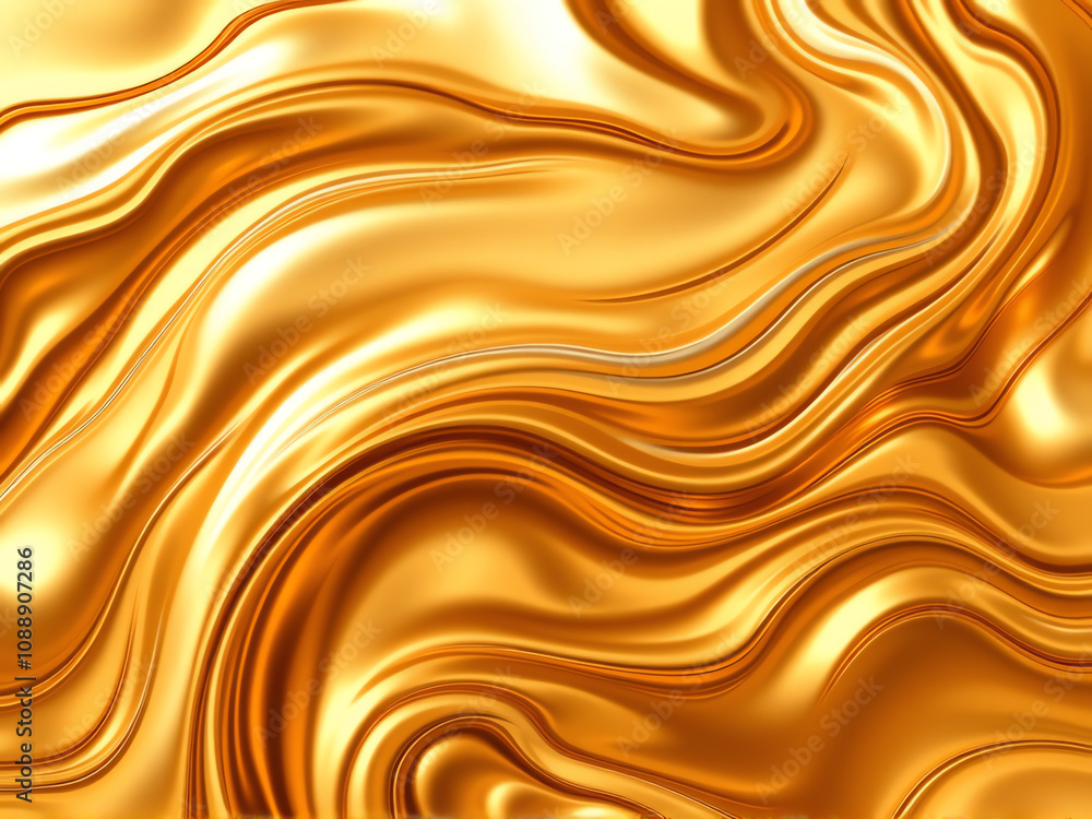 Poster smooth golden waves create a luxurious texture ideal for artistic backgrounds and designs