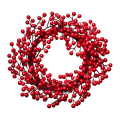 Obraz premium christmas wreath with cranberry isolated on transparent background cutout