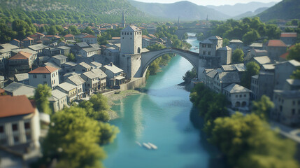 Medieval Architecture and Lush Greenery Surrounding a Flowing River