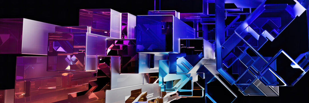 Dynamic 3D illustration of vibrant colored glass cubes