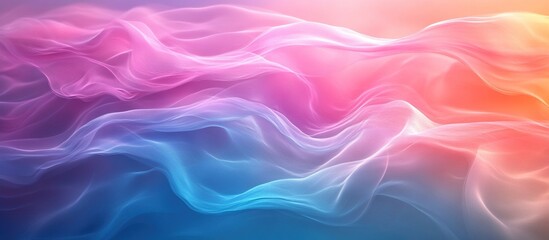 Obraz premium A vibrant, abstract wave of flowing colors in pink, blue, and orange tones.